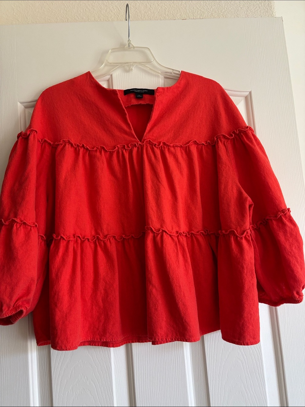 Marc New York , Flowy Red Peasant Blouse -
